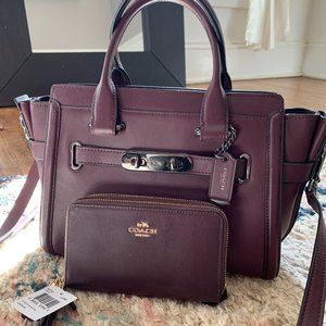 Coach Swagger 27 Oxblood Leather Satchel